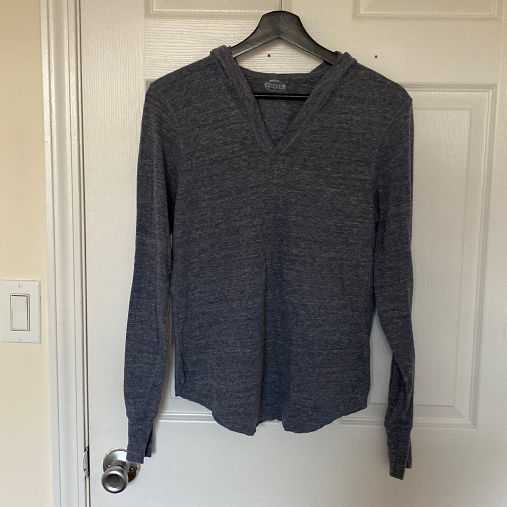 Gray/blue poncho style pullover
